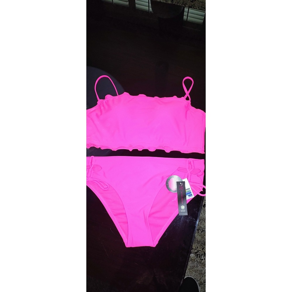 Neon Pink Bikini Top Size XL Bottom Size L Brand New